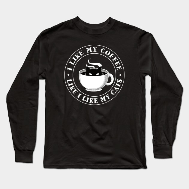Black Coffee & Black Cats Long Sleeve T-Shirt by ElectricFangs